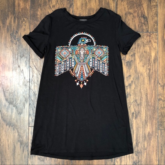 GB Girls Black T-Shirt Dress Eagle Small - Picture 1 of 6